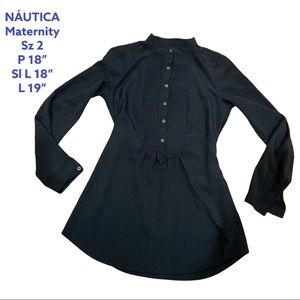 NAUTICA cotton 3/4 sleeve  maternity/loose cord adjustable EUC top Sz 2